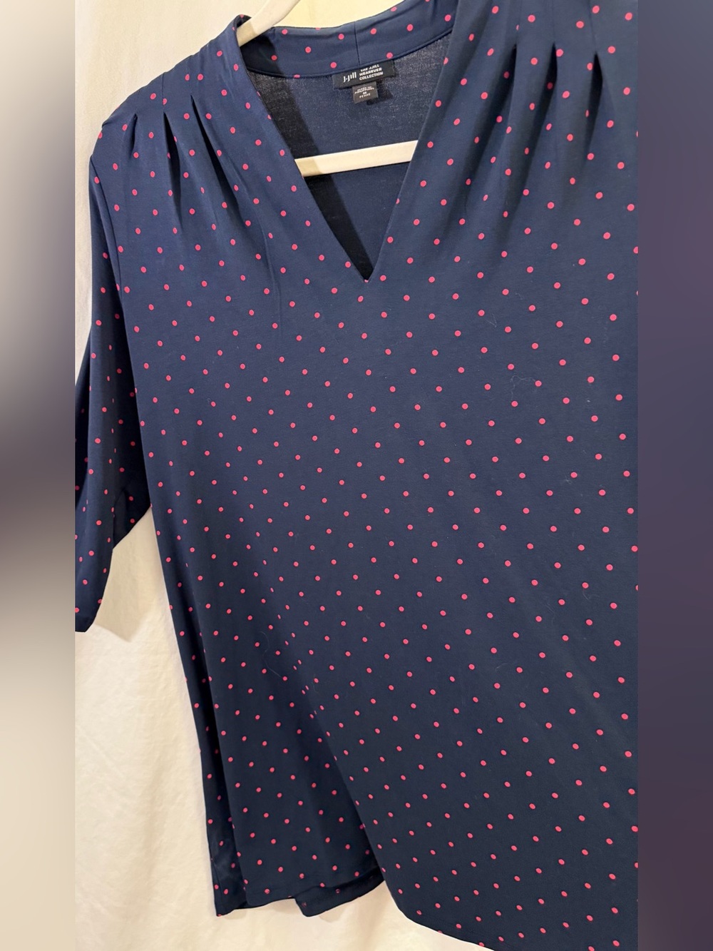 J.Jill 4th of July TheWearever Collection navy polka dot tunic size m